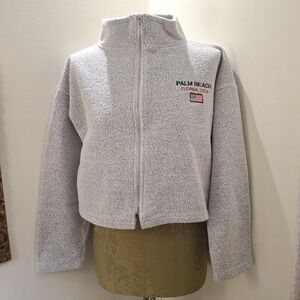 Palm Beach Florida USA Women's Cropped Gray Zipper Sweater S/M